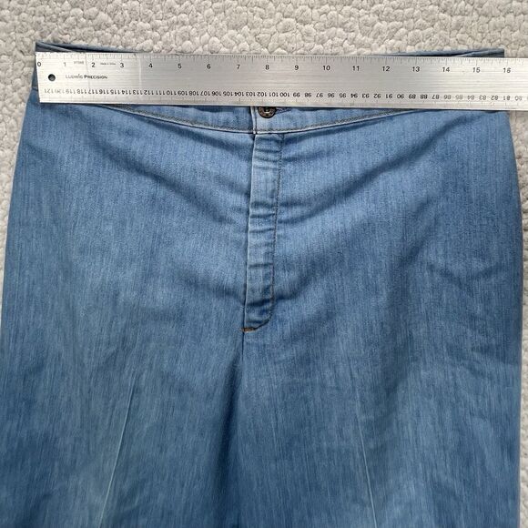 Vintage 70s Levi’s Orange Tab Chambray Wide Leg Pants Women’s 31x27 Boho Indie - Picture 11 of 14